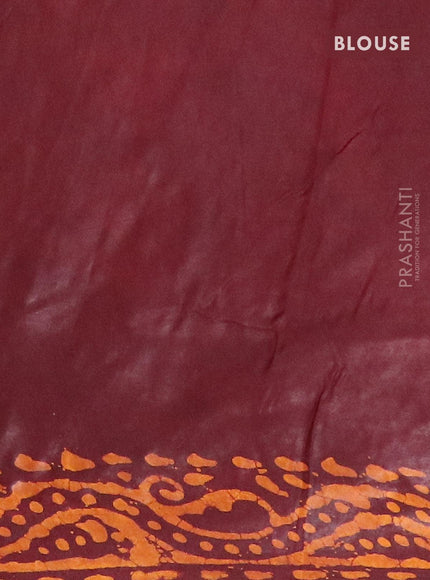 Semi dola saree deep maroon and mustard yellow with allover batik prints and kanjivaram style border - {{ collection.title }} by Prashanti Sarees