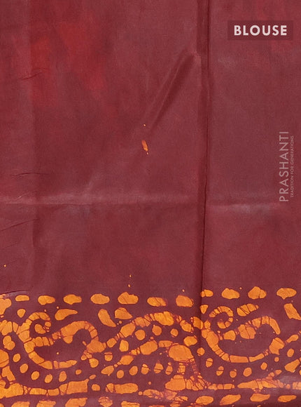 Semi dola saree deep maroon and mustard yellow with allover batik prints and kanjivaram style border - {{ collection.title }} by Prashanti Sarees