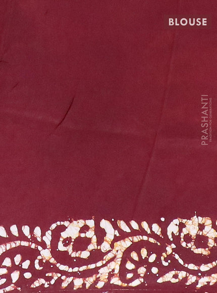 Semi dola saree deep maroon and off white with allover batik prints and kanjivaram style border - {{ collection.title }} by Prashanti Sarees