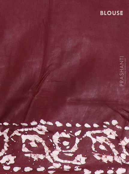 Semi dola saree deep maroon and off white with allover batik prints and kanjivaram style border - {{ collection.title }} by Prashanti Sarees