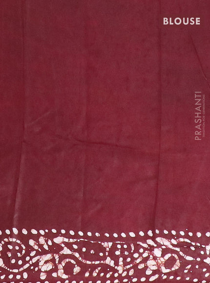 Semi dola saree deep maroon and off white with allover batik prints and kanjivaram style border - {{ collection.title }} by Prashanti Sarees