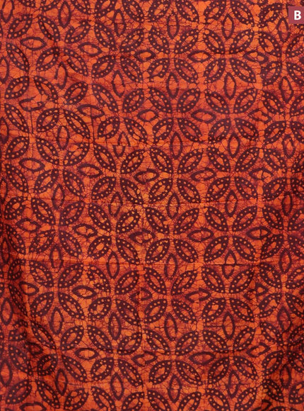 Semi dola saree deep maroon and orange with allover batik prints and kanjivaram style border - {{ collection.title }} by Prashanti Sarees