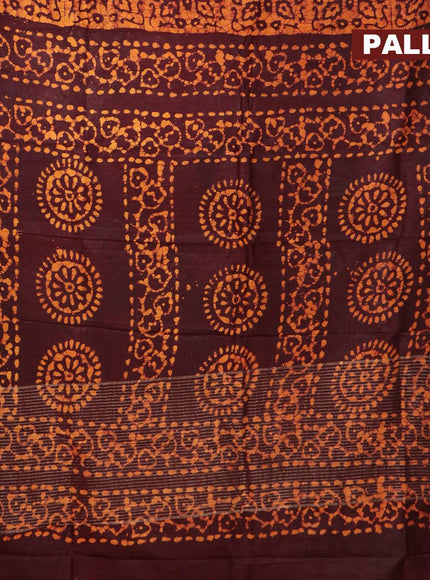 Semi dola saree deep maroon and orange with allover batik prints and kanjivaram style border - {{ collection.title }} by Prashanti Sarees