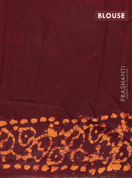 Semi dola saree deep maroon and orange with allover batik prints and kanjivaram style border - {{ collection.title }} by Prashanti Sarees