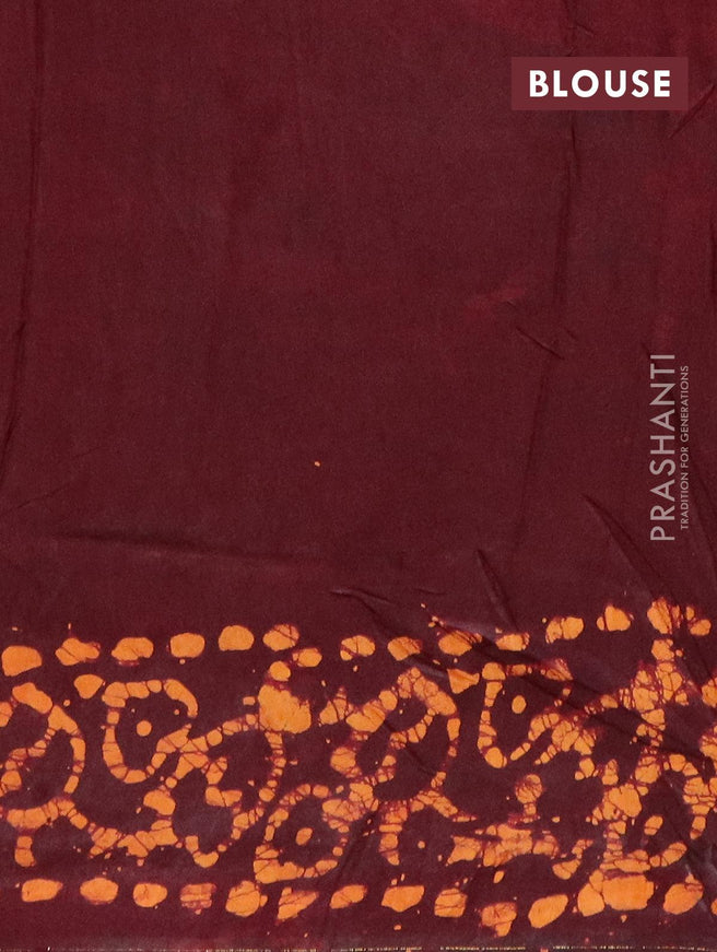 Semi dola saree deep maroon and orange with allover batik prints and kanjivaram style border - {{ collection.title }} by Prashanti Sarees