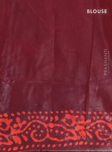 Semi dola saree deep maroon and orange with allover batik prints and kanjivaram style border - {{ collection.title }} by Prashanti Sarees