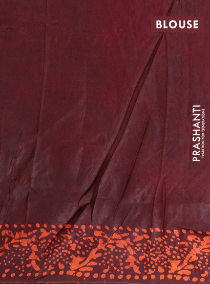 Semi dola saree deep maroon and orange with allover batik prints and kanjivaram style border - {{ collection.title }} by Prashanti Sarees