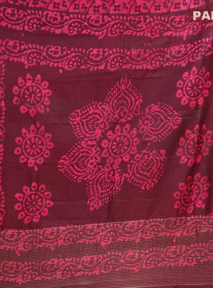 Semi dola saree deep maroon and pink with allover batik prints and kanjivaram style border - {{ collection.title }} by Prashanti Sarees