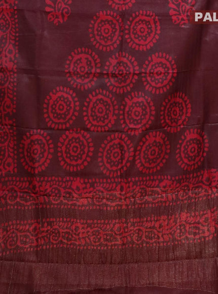 Semi dola saree deep maroon and pink with allover batik prints and kanjivaram style border - {{ collection.title }} by Prashanti Sarees