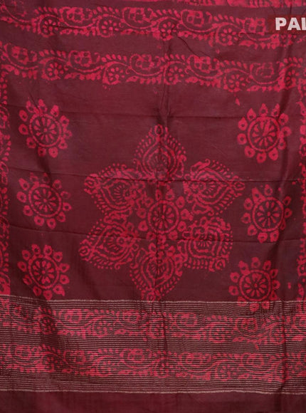 Semi dola saree deep maroon and pink with allover batik prints and kanjivaram style border - {{ collection.title }} by Prashanti Sarees