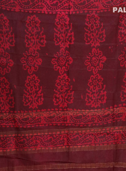 Semi dola saree deep maroon and pink with allover batik prints and kanjivaram style border - {{ collection.title }} by Prashanti Sarees