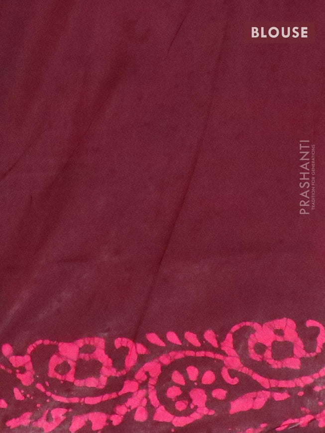 Semi dola saree deep maroon and pink with allover batik prints and kanjivaram style border - {{ collection.title }} by Prashanti Sarees