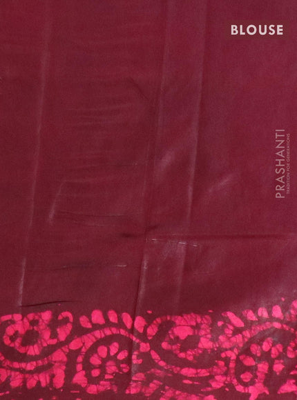 Semi dola saree deep maroon and pink with allover batik prints and kanjivaram style border - {{ collection.title }} by Prashanti Sarees