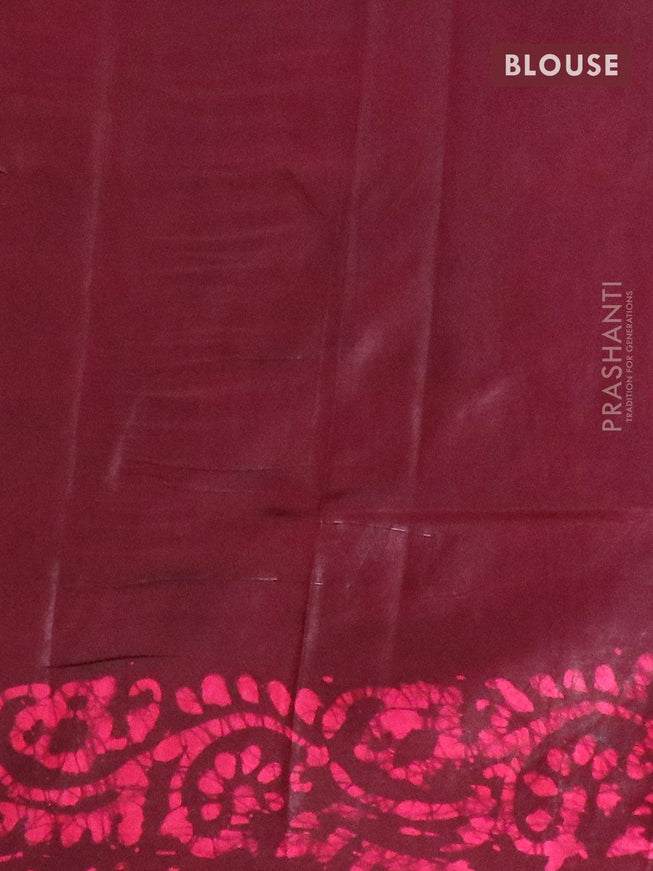 Semi dola saree deep maroon and pink with allover batik prints and kanjivaram style border - {{ collection.title }} by Prashanti Sarees