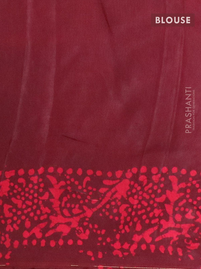 Semi dola saree deep maroon and pink with allover batik prints and kanjivaram style border - {{ collection.title }} by Prashanti Sarees