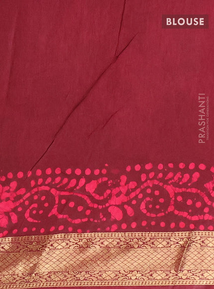 Semi dola saree deep maroon and pink with allover batik prints and kanjivaram style border - {{ collection.title }} by Prashanti Sarees