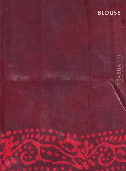 Semi dola saree deep maroon and pink with allover batik prints and kanjivaram style border - {{ collection.title }} by Prashanti Sarees