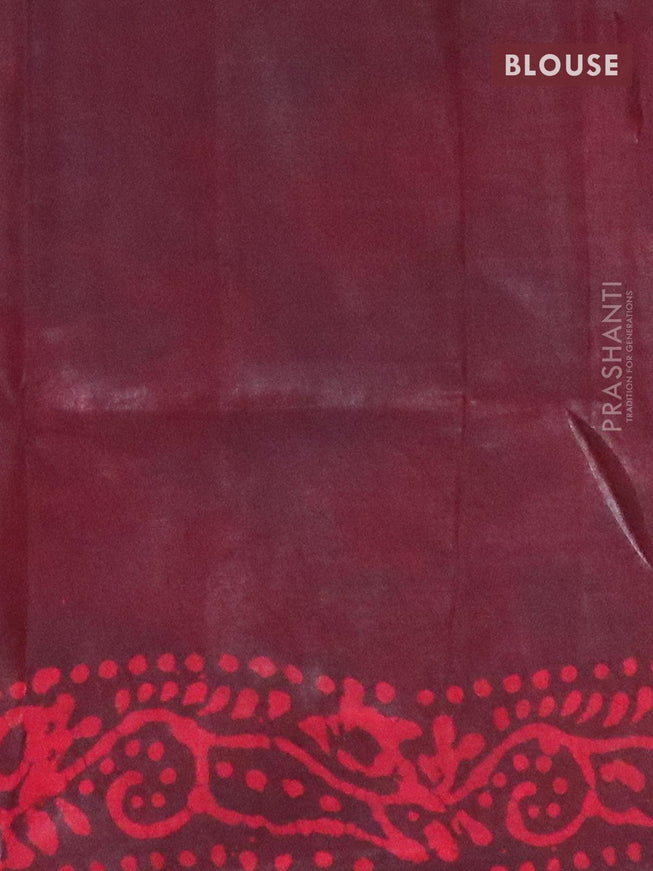 Semi dola saree deep maroon and pink with allover batik prints and kanjivaram style border - {{ collection.title }} by Prashanti Sarees