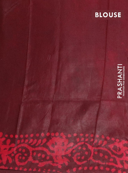 Semi dola saree deep maroon and pink with allover batik prints and kanjivaram style border - {{ collection.title }} by Prashanti Sarees