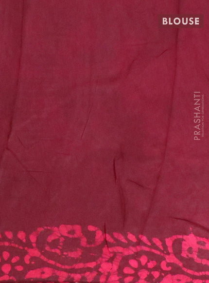 Semi dola saree deep maroon and pink with allover batik prints and kanjivaram style border - {{ collection.title }} by Prashanti Sarees