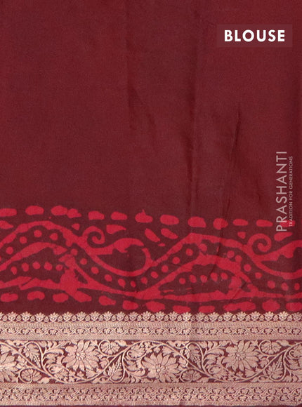 Semi dola saree deep maroon and pink with allover batik prints and kanjivaram style border - {{ collection.title }} by Prashanti Sarees