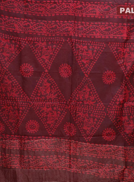 Semi dola saree deep maroon and red with allover batik prints and kanjivaram style border - {{ collection.title }} by Prashanti Sarees