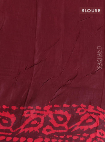 Semi dola saree deep maroon and red with allover batik prints and kanjivaram style border - {{ collection.title }} by Prashanti Sarees