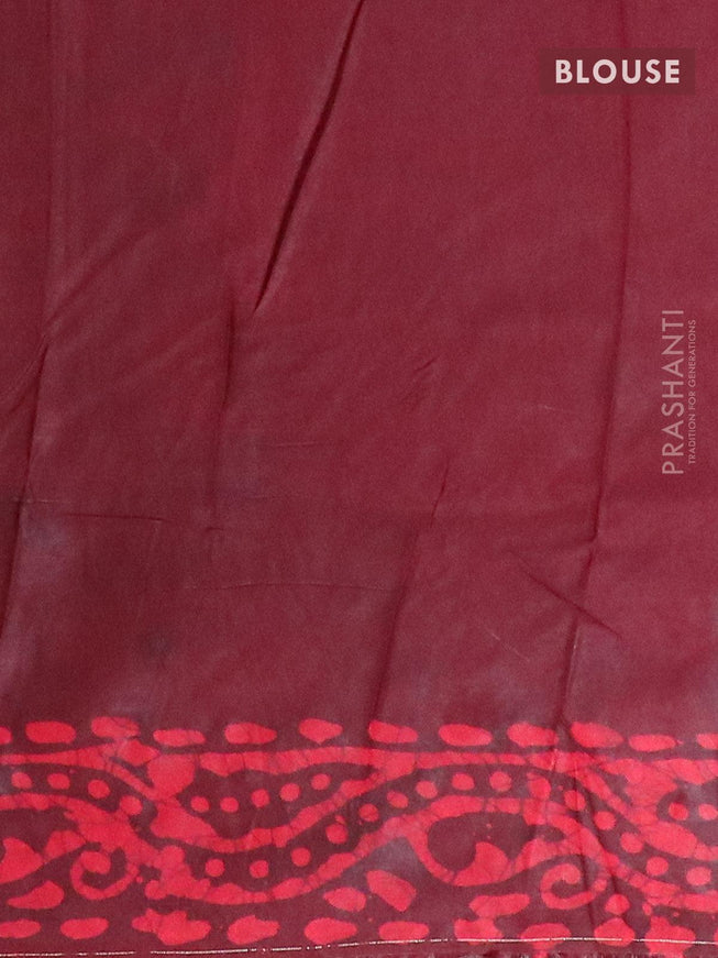 Semi dola saree deep maroon and red with allover batik prints and kanjivaram style border - {{ collection.title }} by Prashanti Sarees