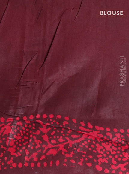 Semi dola saree deep maroon and red with allover batik prints and kanjivaram style border - {{ collection.title }} by Prashanti Sarees