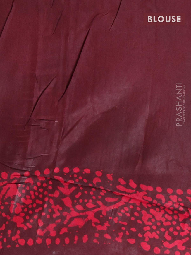 Semi dola saree deep maroon and red with allover batik prints and kanjivaram style border - {{ collection.title }} by Prashanti Sarees