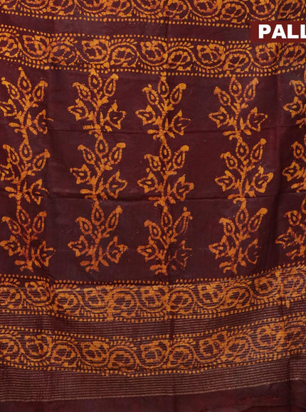 Semi dola saree deep maroon and yellow with allover batik prints and kanjivaram style border - {{ collection.title }} by Prashanti Sarees