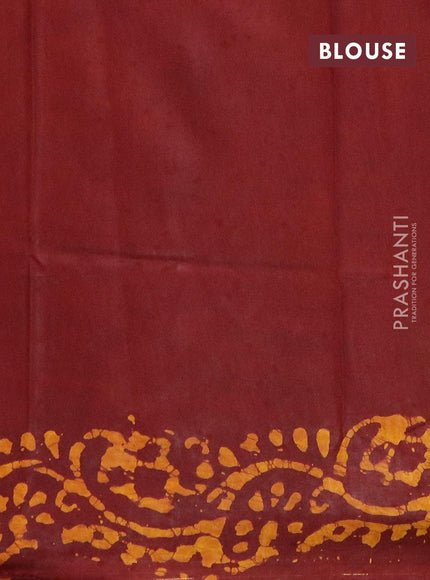 Semi dola saree deep maroon and yellow with allover batik prints and kanjivaram style border - {{ collection.title }} by Prashanti Sarees