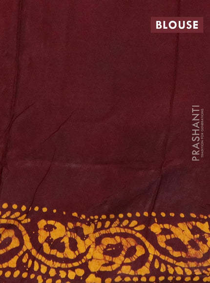 Semi dola saree deep maroon and yellow with allover batik prints and kanjivaram style border - {{ collection.title }} by Prashanti Sarees