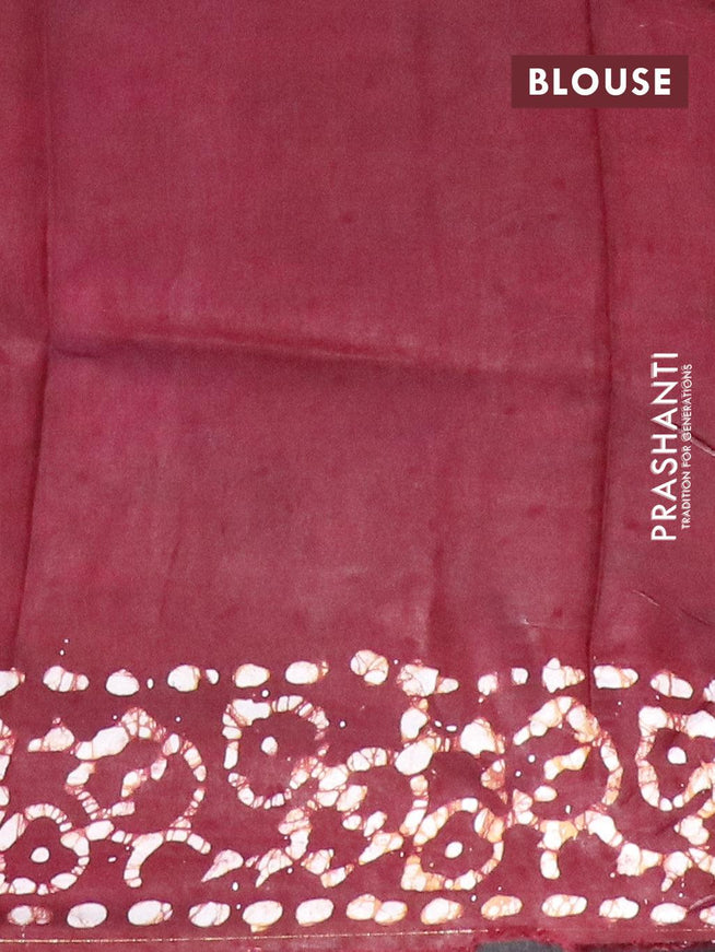 Semi dola saree deep maroon with allover batik prints and kanjivaram style border - {{ collection.title }} by Prashanti Sarees