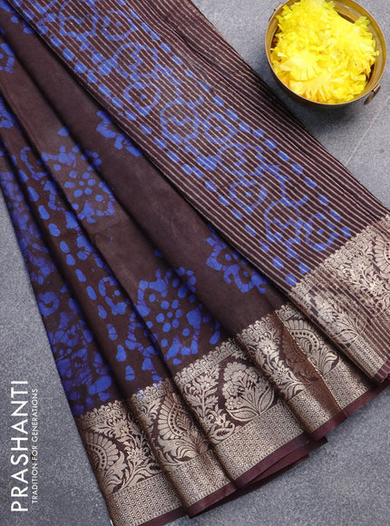 Semi dola saree deep wine shade and blue with allover batik prints and kanjivaram style border - {{ collection.title }} by Prashanti Sarees