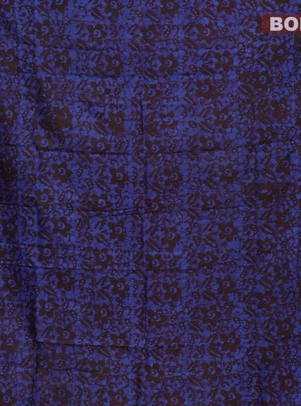 Semi dola saree deep wine shade and blue with allover batik prints and kanjivaram style border - {{ collection.title }} by Prashanti Sarees