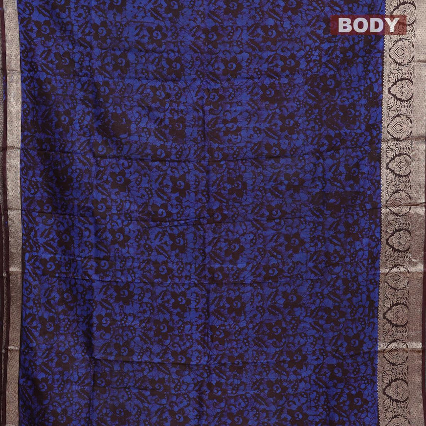 Semi dola saree deep wine shade and blue with allover batik prints and kanjivaram style border - {{ collection.title }} by Prashanti Sarees