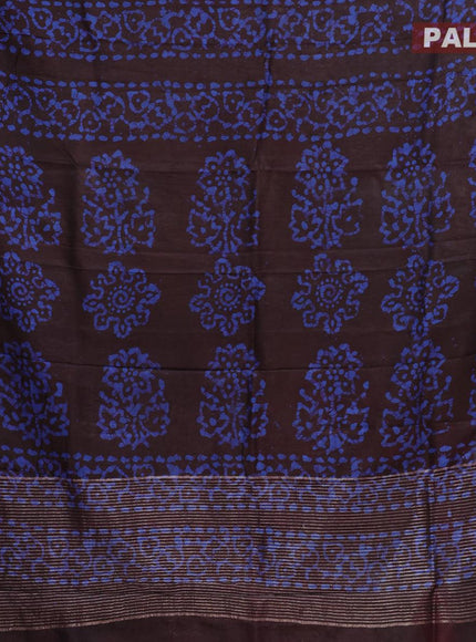 Semi dola saree deep wine shade and blue with allover batik prints and kanjivaram style border - {{ collection.title }} by Prashanti Sarees