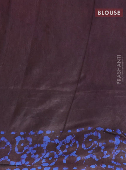 Semi dola saree deep wine shade and blue with allover batik prints and kanjivaram style border - {{ collection.title }} by Prashanti Sarees