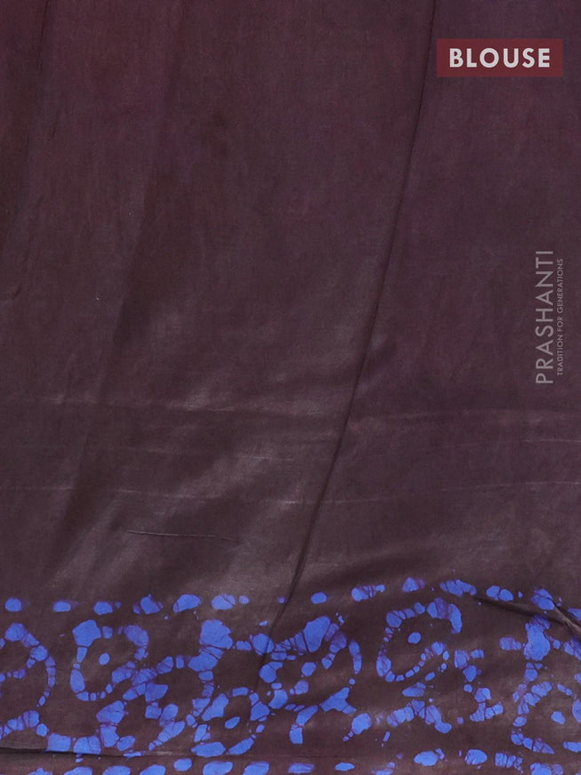 Semi dola saree deep wine shade and blue with allover batik prints and kanjivaram style border - {{ collection.title }} by Prashanti Sarees