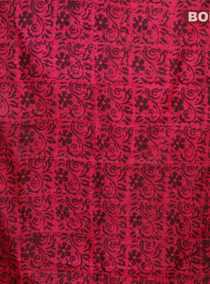 Semi dola saree deep wine shade and pink with allover batik prints and kanjivaram style border - {{ collection.title }} by Prashanti Sarees