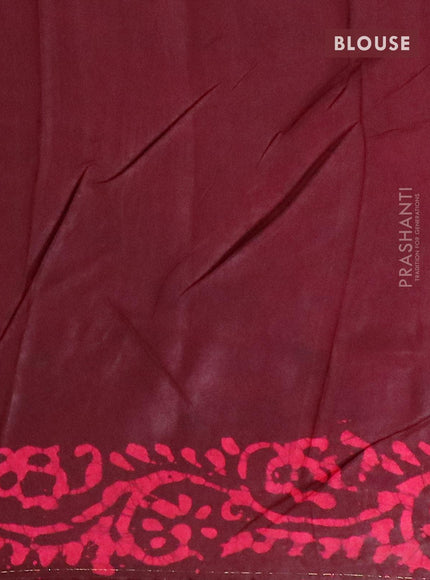 Semi dola saree deep wine shade and pink with allover batik prints and kanjivaram style border - {{ collection.title }} by Prashanti Sarees