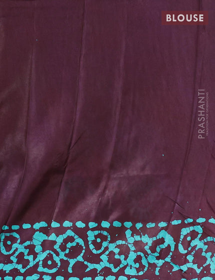 Semi dola saree deep wine shade and teal blue with allover batik prints and kanjivaram style border - {{ collection.title }} by Prashanti Sarees