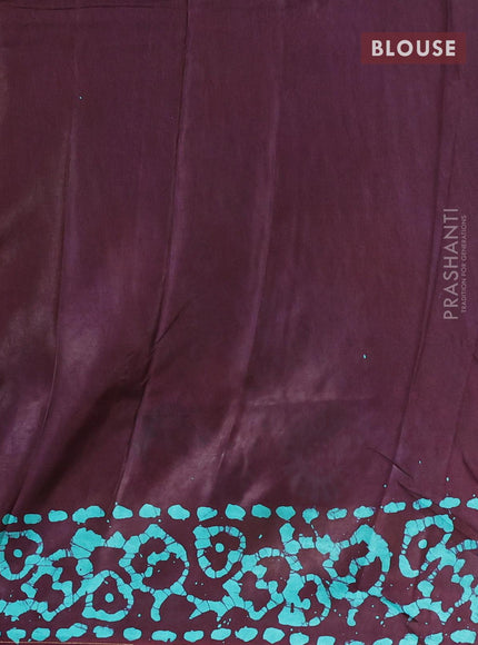 Semi dola saree deep wine shade and teal blue with allover batik prints and kanjivaram style border - {{ collection.title }} by Prashanti Sarees