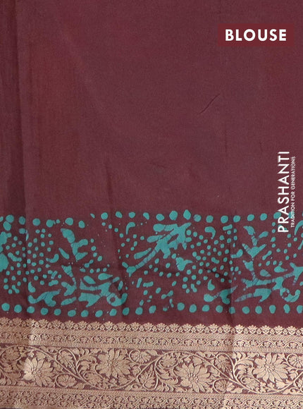 Semi dola saree deep wine shade and teal green shade with allover batik prints and kanjivaram style border - {{ collection.title }} by Prashanti Sarees