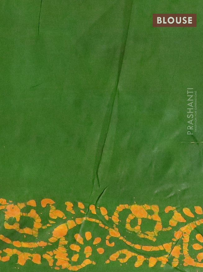 Semi dola saree green and mustard yellow with allover batik prints and kanjivaram style border - {{ collection.title }} by Prashanti Sarees