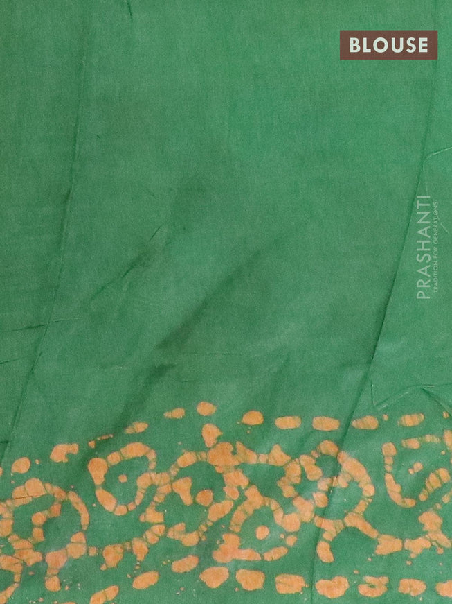 Semi dola saree green with allover batik prints and kanjivaram style border - {{ collection.title }} by Prashanti Sarees