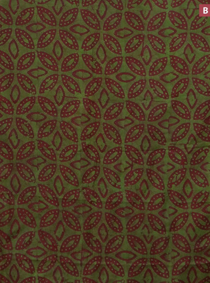 Semi dola saree maroon and green with allover batik prints and kanjivaram style border - {{ collection.title }} by Prashanti Sarees