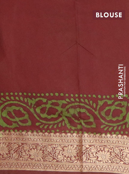 Semi dola saree maroon and green with allover batik prints and kanjivaram style border - {{ collection.title }} by Prashanti Sarees