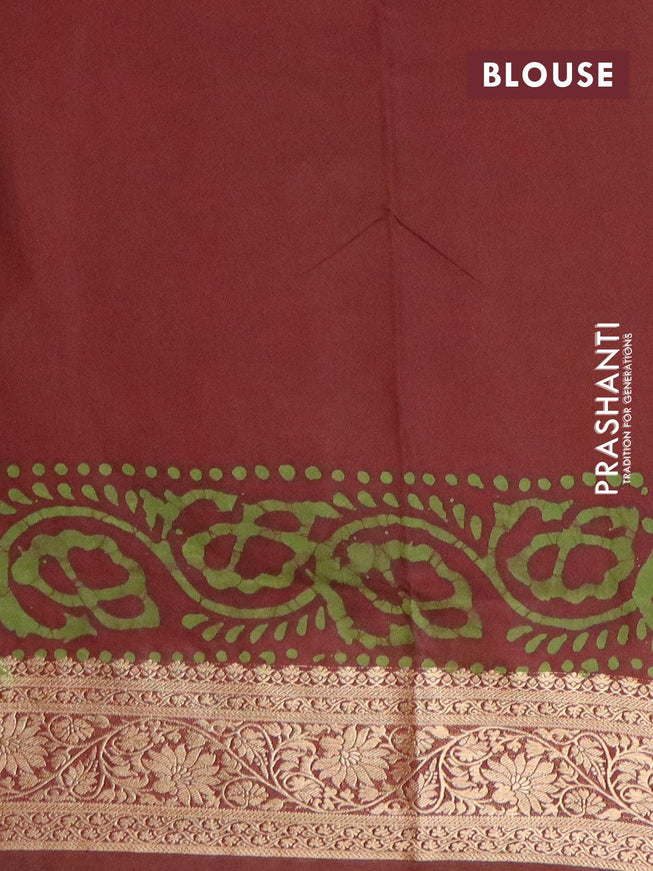 Semi dola saree maroon and green with allover batik prints and kanjivaram style border - {{ collection.title }} by Prashanti Sarees